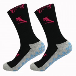 Dop-coated mid-calf sports socks, non-slip, thickened, terry sole, and sweat-wicking cotton training socks, one-size-fits-all for adult football socks.