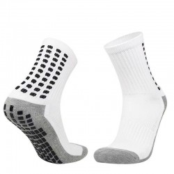 Gray cotton-soled football socks, non-slip, sweat-wicking, breathable, mid-calf rubberized socks, towel-soled basketball socks, professional silicone.