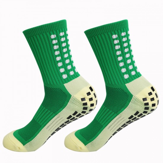 Cross-border non-slip rubberized mid-calf thickened football socks Terry socks, outdoor training, and mesh breathable.