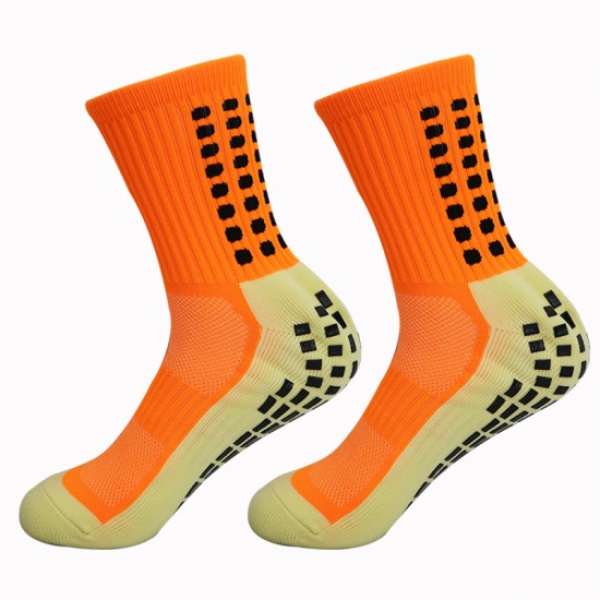 Cross-border non-slip rubberized mid-calf thickened football socks Terry socks, outdoor training, and mesh breathable.